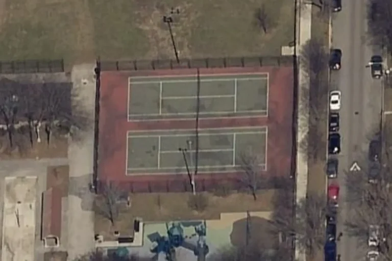 Aerial view of Athletic Field Park, home to outdoor pickleball courts in Chicago, IL.