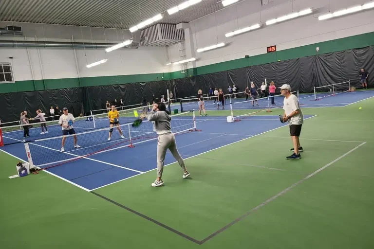 Indoor pickleball court view of McFetridge Sports Center in Chicago, IL.